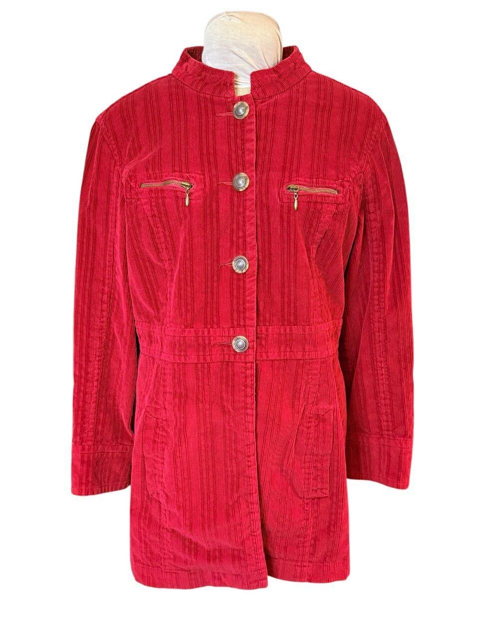 Casual Living Red Corduroy Chore Coat Long Jacket XL Vintage Staple